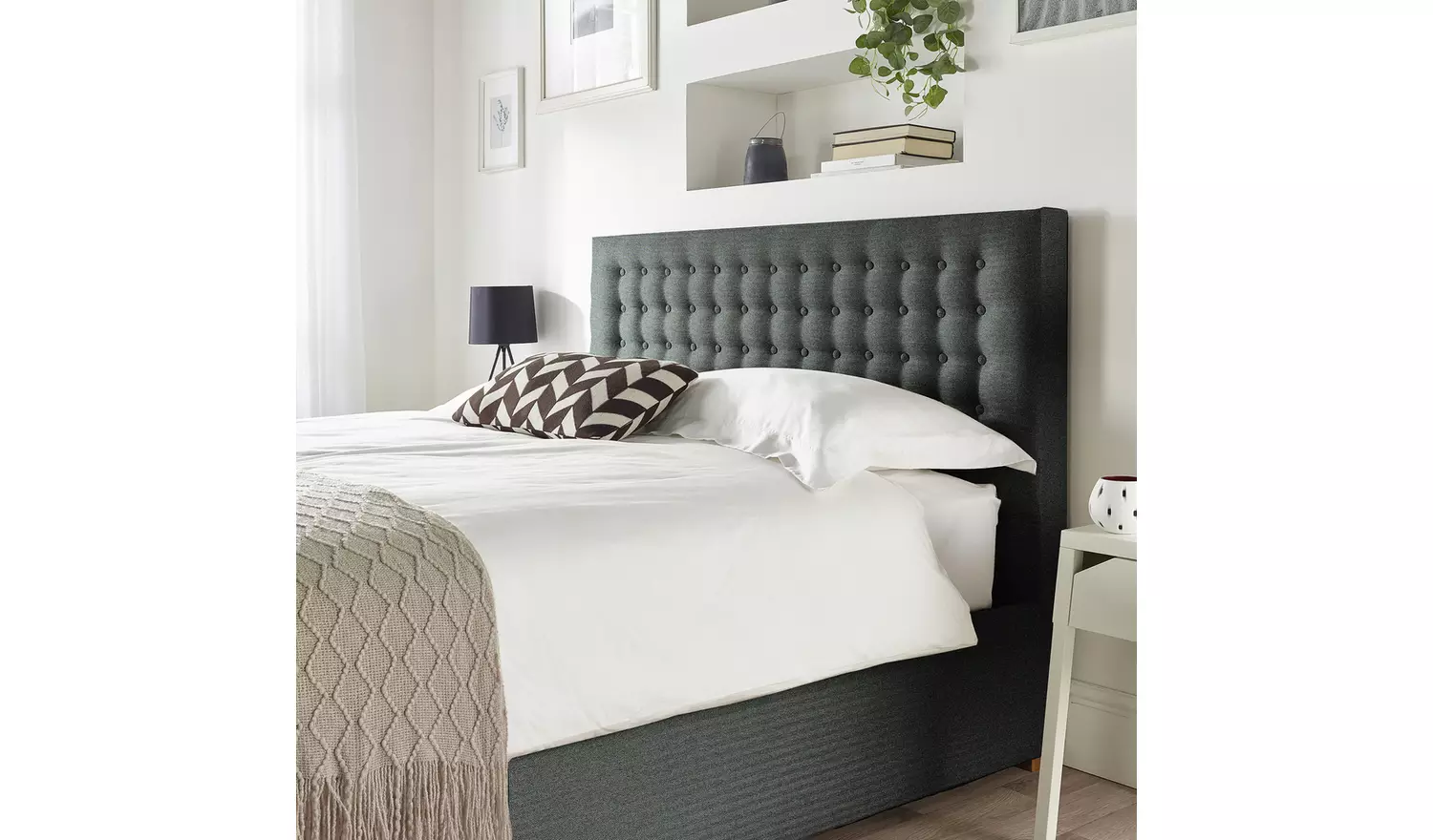 CL Opulence Twill Kingsize Ottoman Bedframe - Charcoal