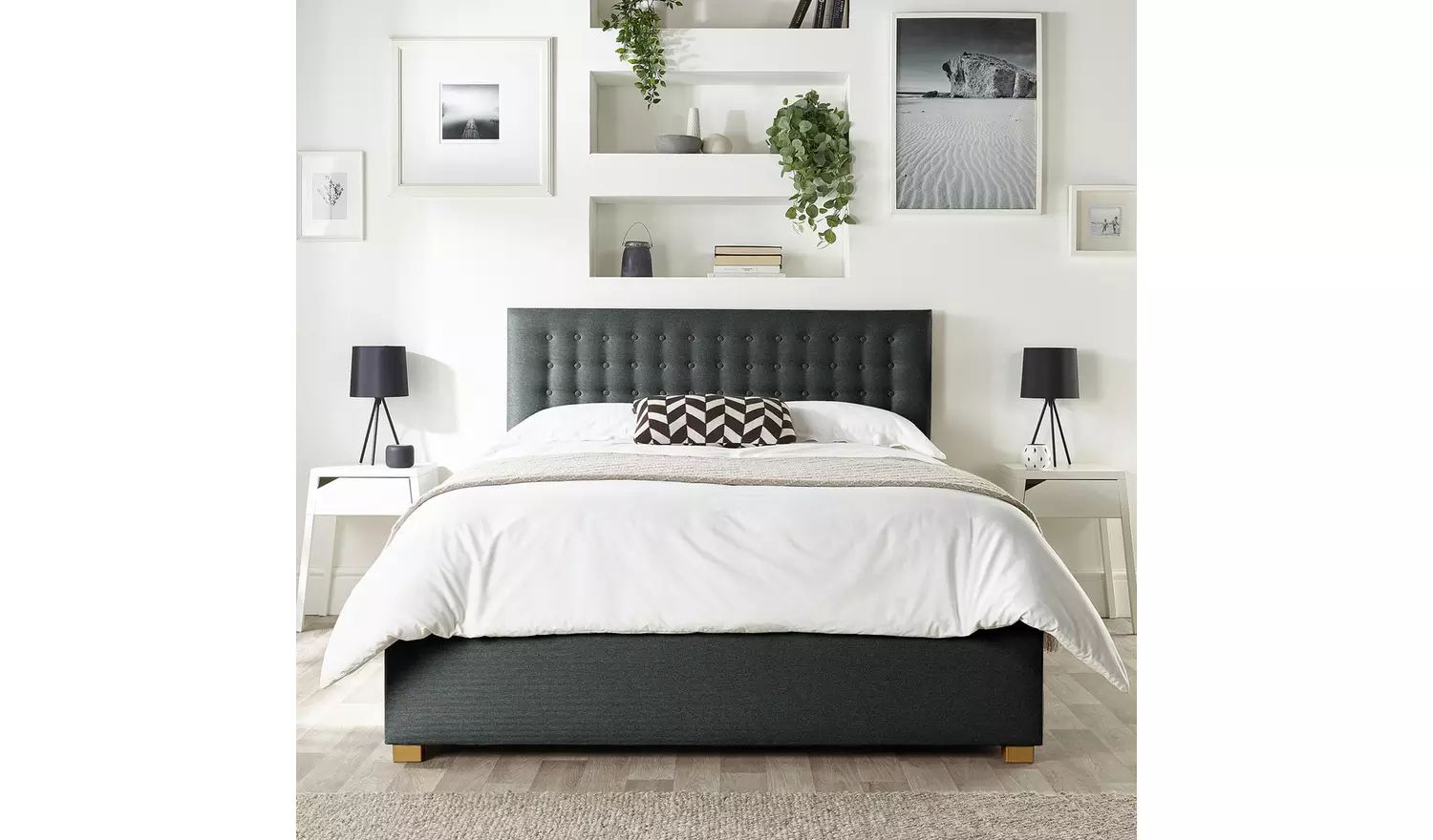 CL Opulence Twill Kingsize Ottoman Bedframe - Charcoal