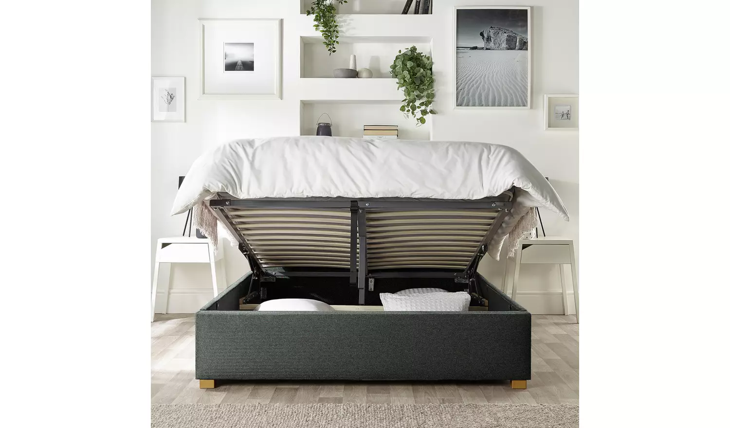 CL Opulence Twill Kingsize Ottoman Bedframe - Charcoal