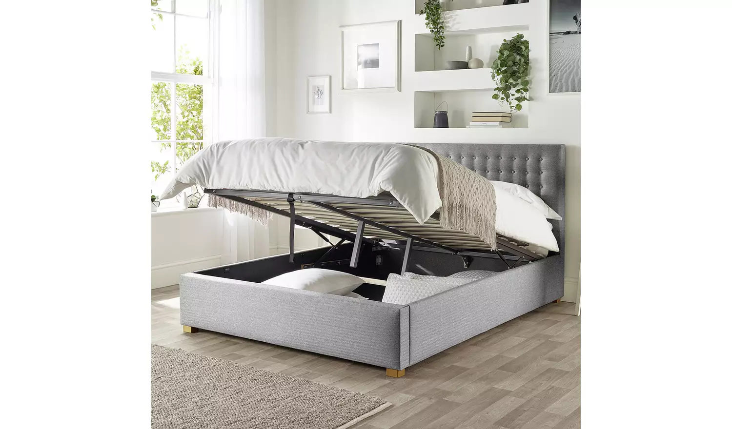 CL Opulence Twill Superking Ottoman Bedframe - Grey