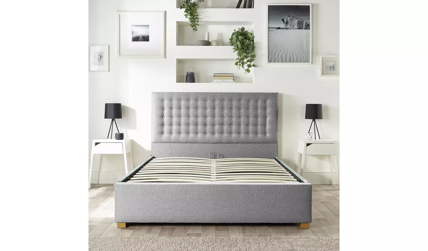 CL Opulence Twill Superking Ottoman Bedframe - Grey