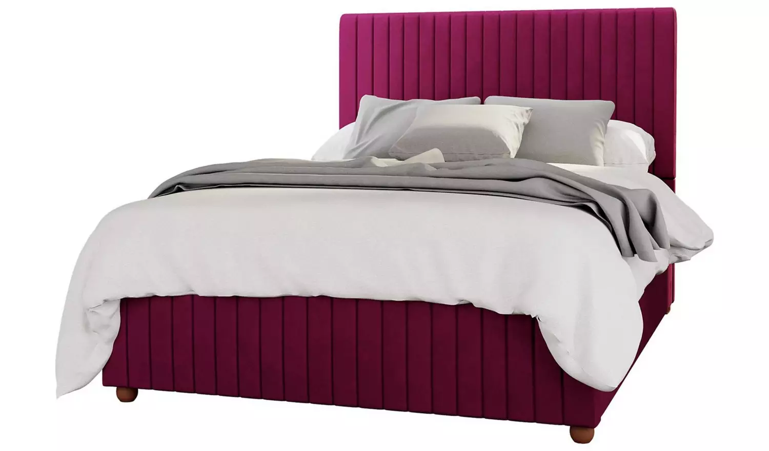 LLB Estella Velvet Double Ottoman Bedframe - Berry