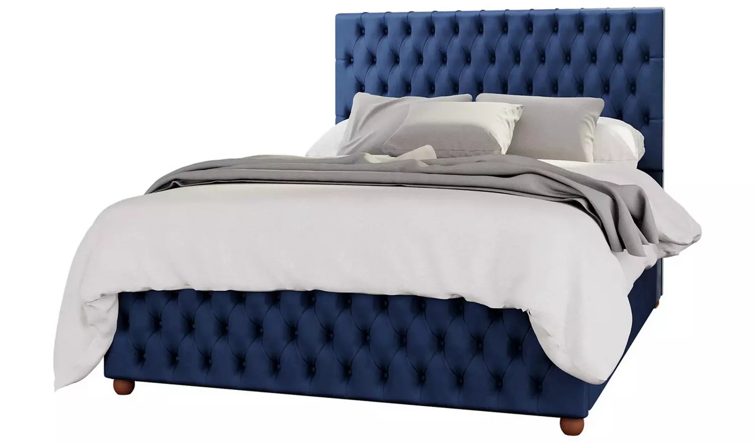 LLB Seren Velvet Kingsize Ottoman Bedframe - Navy