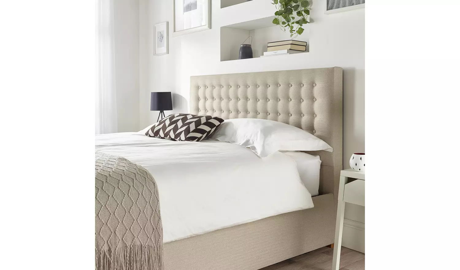 CL Opulence Twill Double Ottoman Bedframe - Natural