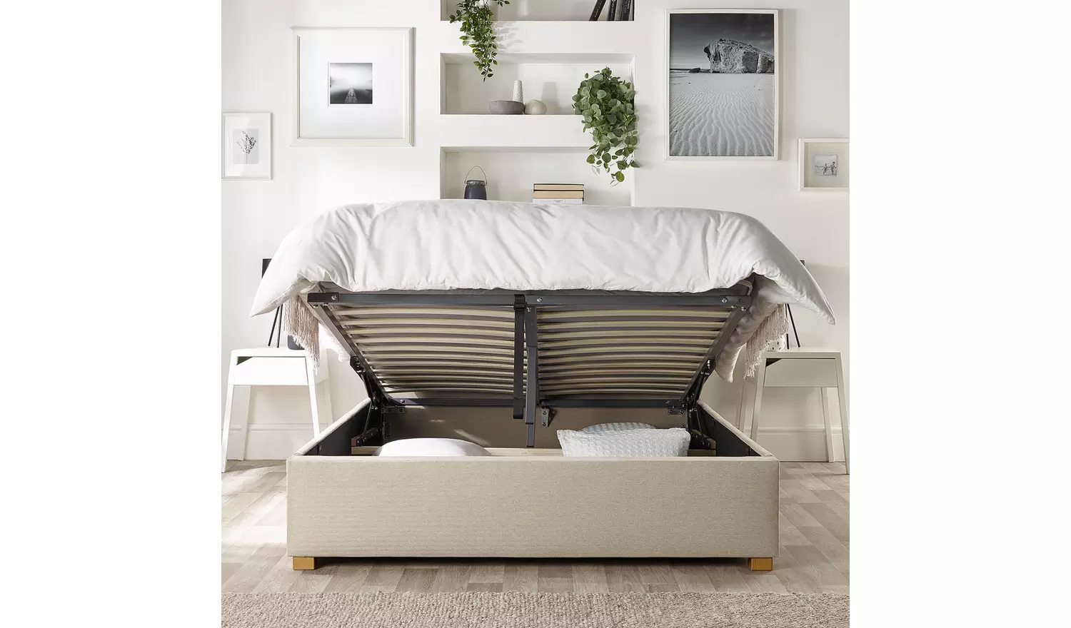 CL Opulence Twill Double Ottoman Bedframe - Natural