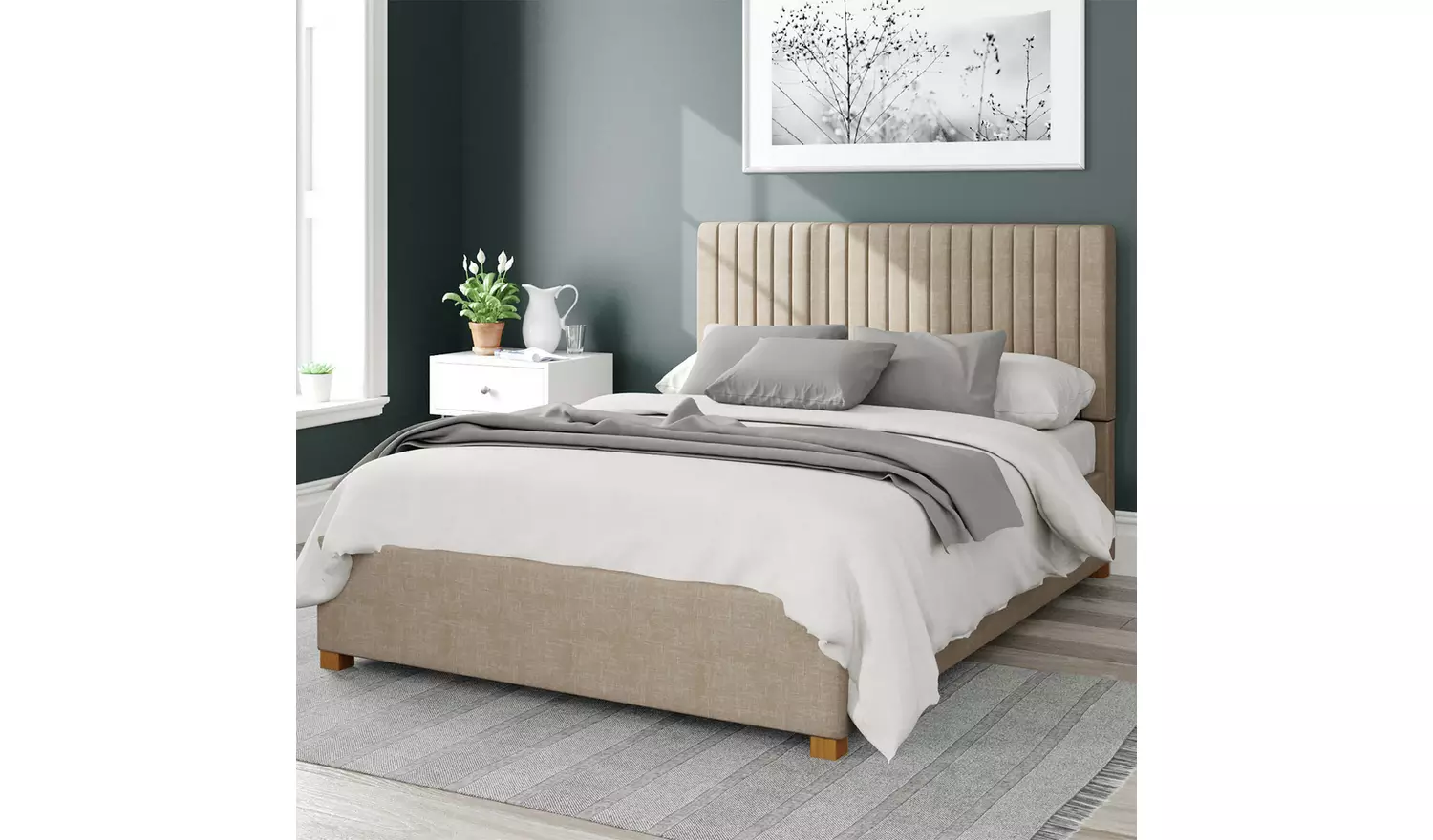 Aspire Grant Weave Kingsize Ottoman Bedframe - Mink