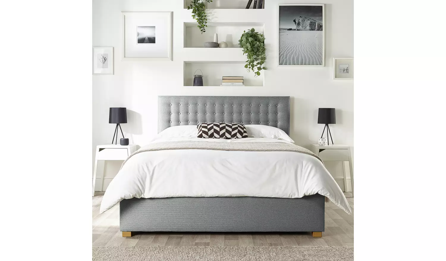 CL Opulence Twill Double Ottoman Bedframe - Grey