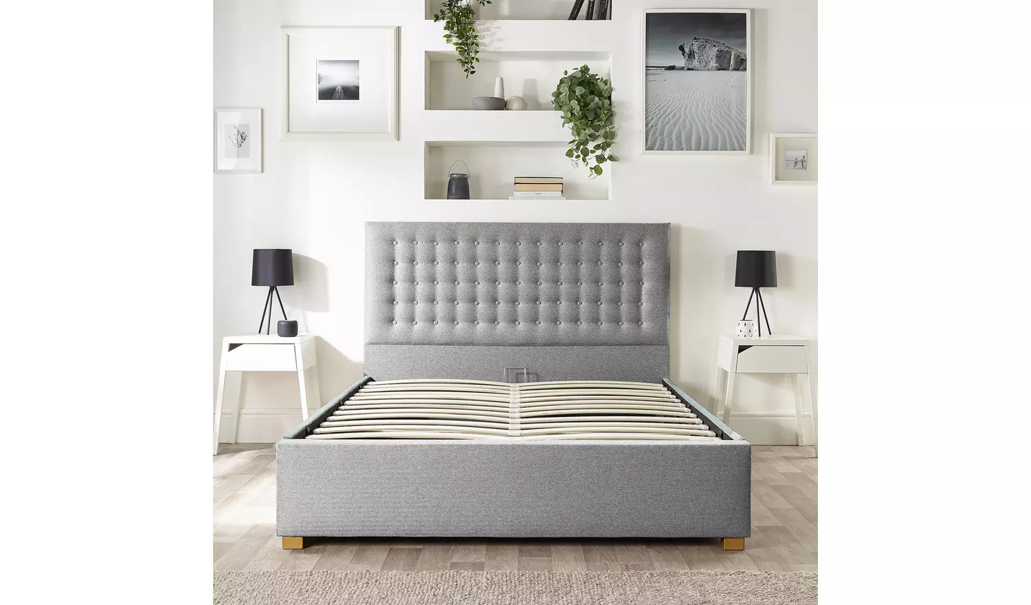 CL Opulence Twill Double Ottoman Bedframe - Grey
