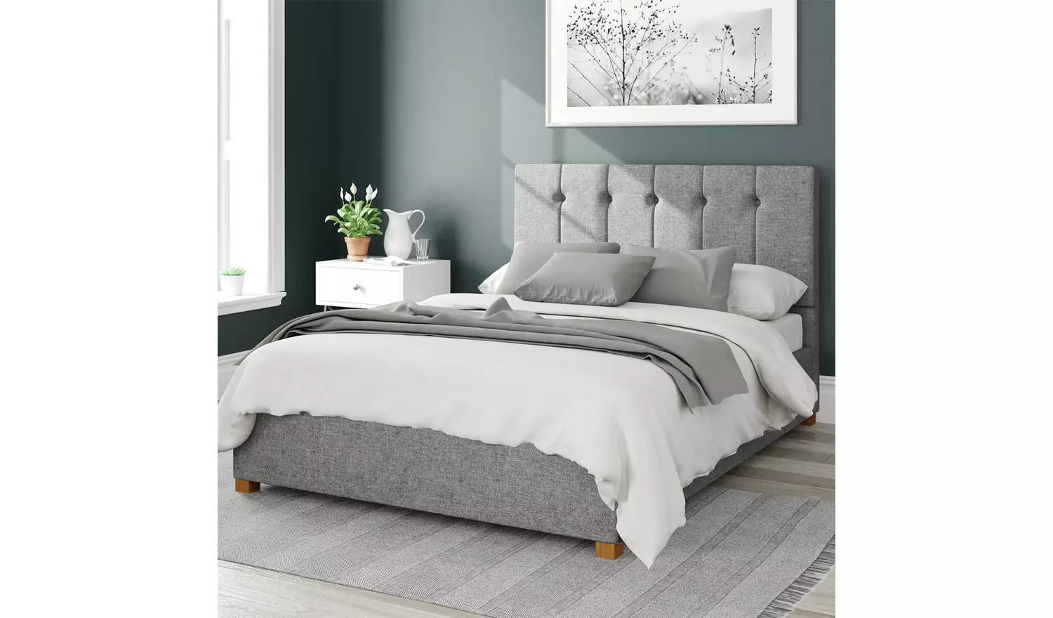 Aspire Hepburn Twill Kingsize Ottoman Bedframe - Grey