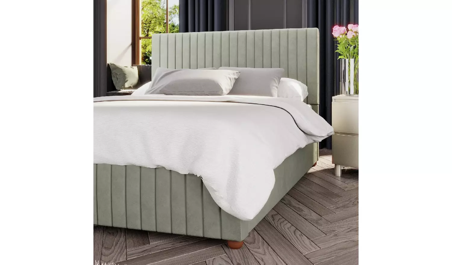 LLB Estella Velvet Superking Ottoman Bedframe - Duck Egg