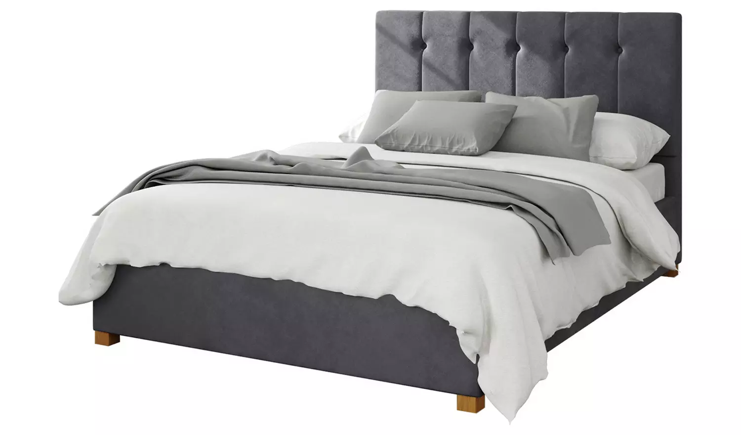 Aspire Hepburn Velvet Double Ottoman Bedframe - Steel