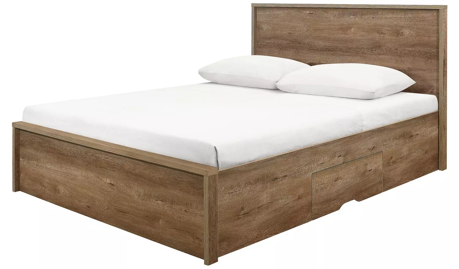 Birlea Stockwell Double Rustic Wood Effect Bed Frame - Oak