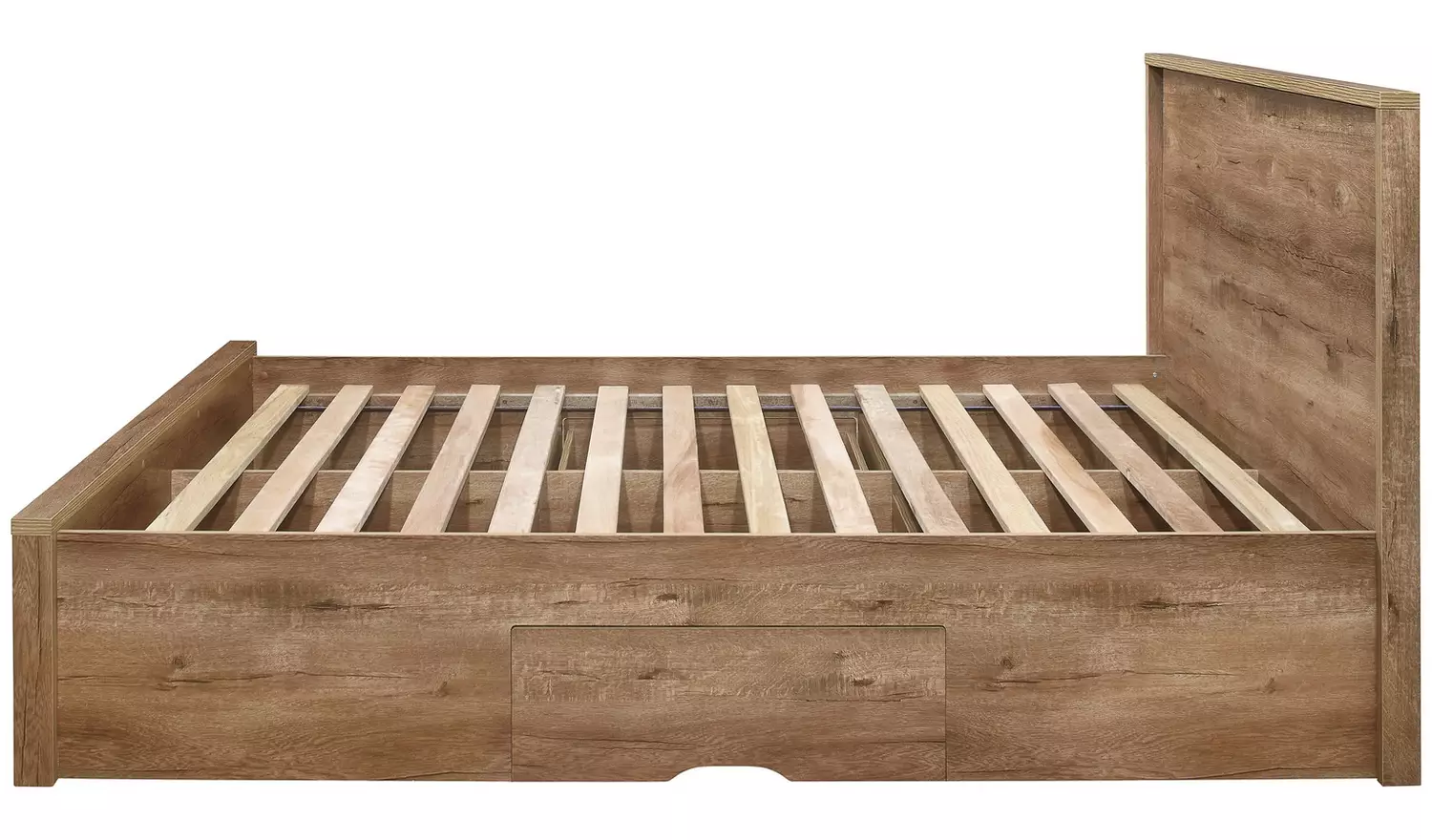 Birlea Stockwell Double Rustic Wood Effect Bed Frame - Oak