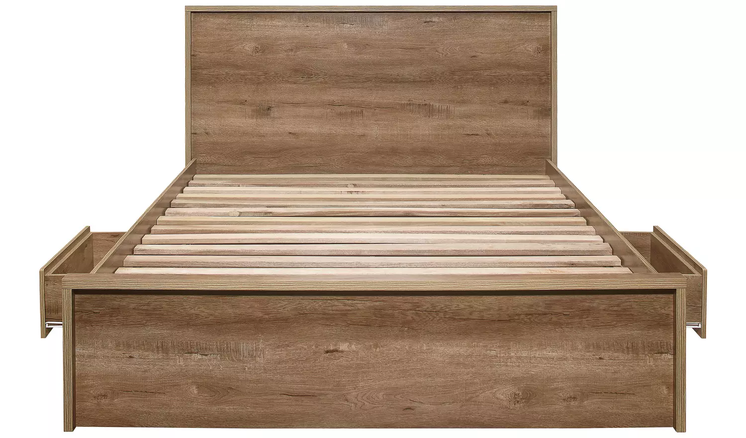 Birlea Stockwell Double Rustic Wood Effect Bed Frame - Oak