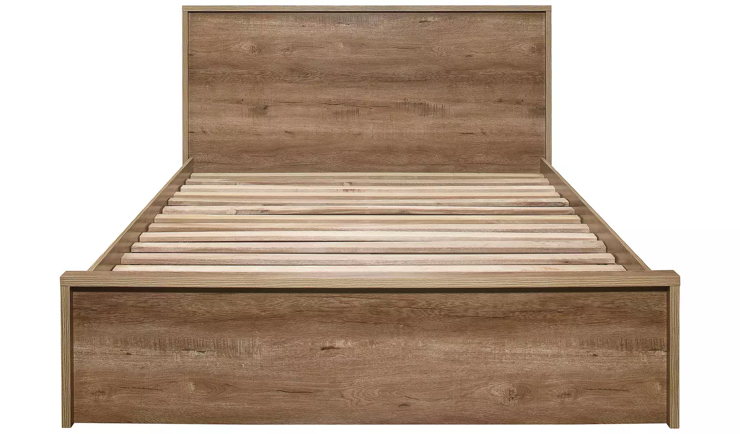 Birlea Stockwell Double Rustic Wood Effect Bed Frame - Oak