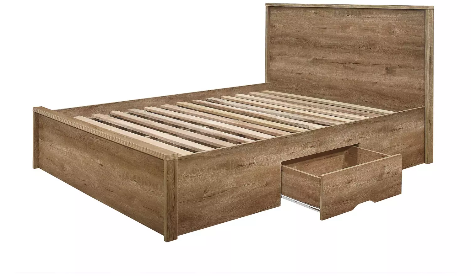 Birlea Stockwell Double Rustic Wood Effect Bed Frame - Oak