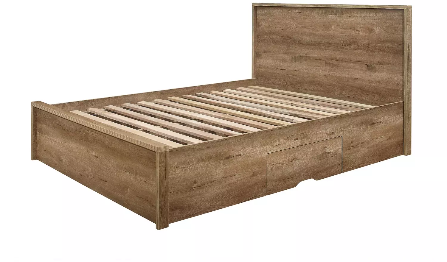 Birlea Stockwell Double Rustic Wood Effect Bed Frame - Oak