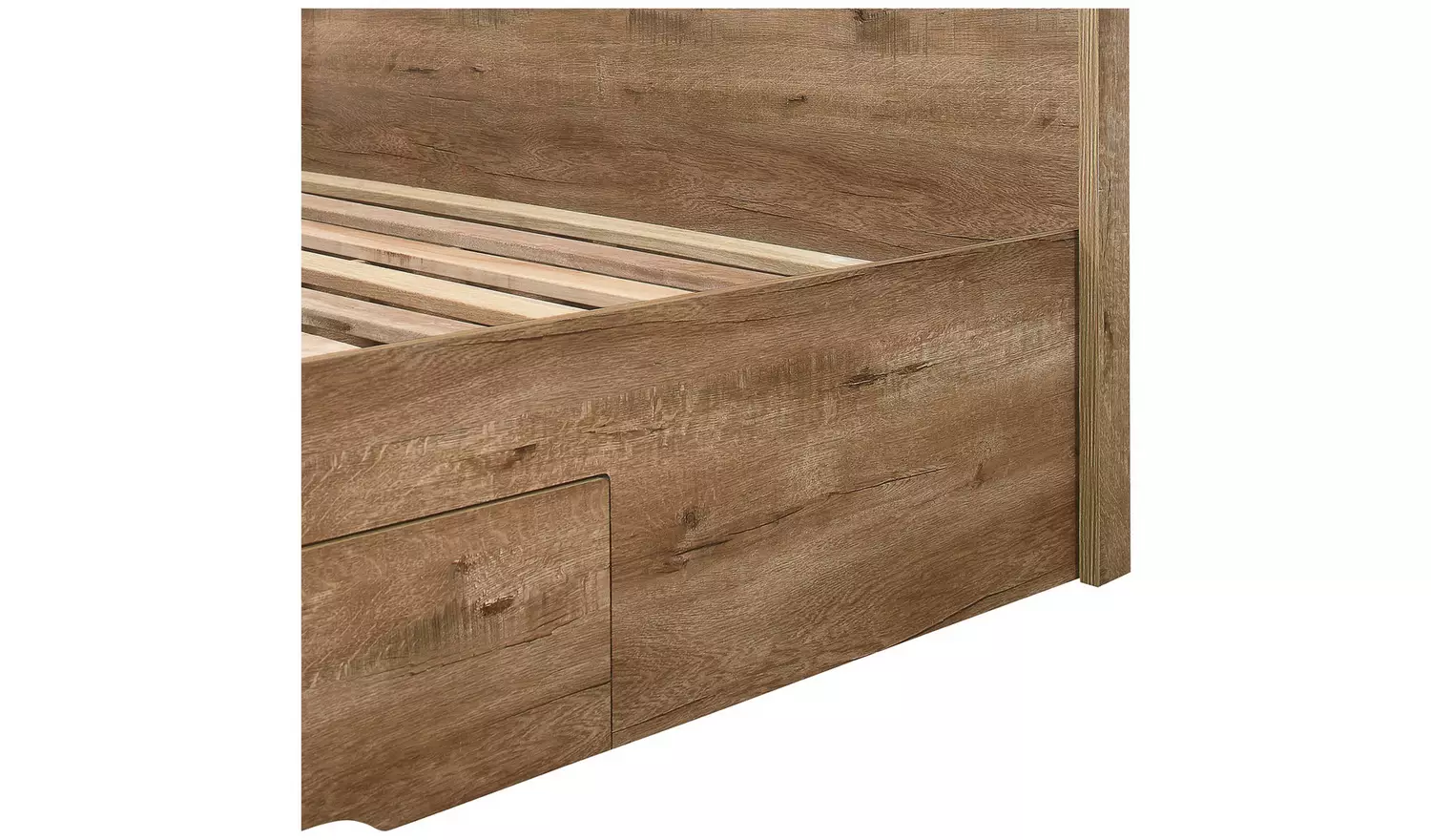 Birlea Stockwell Double Rustic Wood Effect Bed Frame - Oak