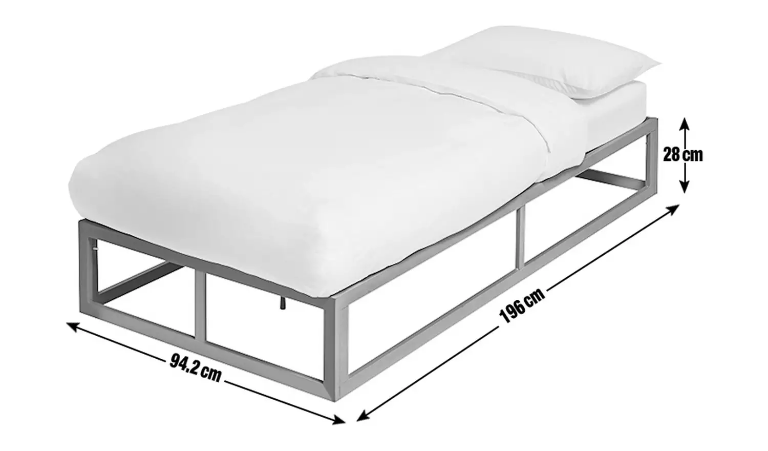 Argos Home Platform Single Metal Bed Frame - White