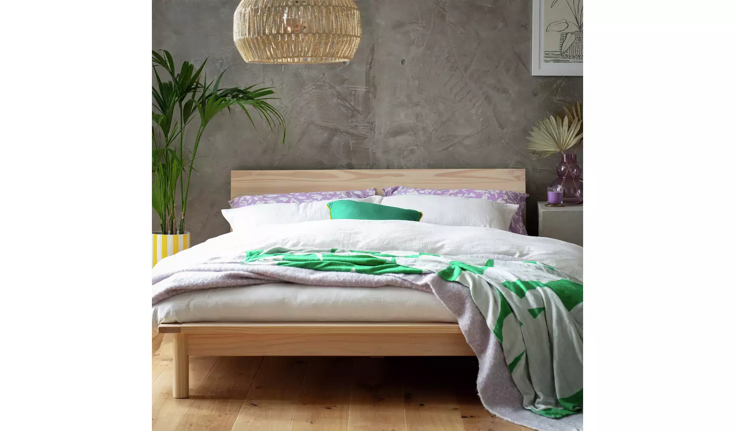 Habitat Akio Double Wooden Platform Bed Frame - Natural