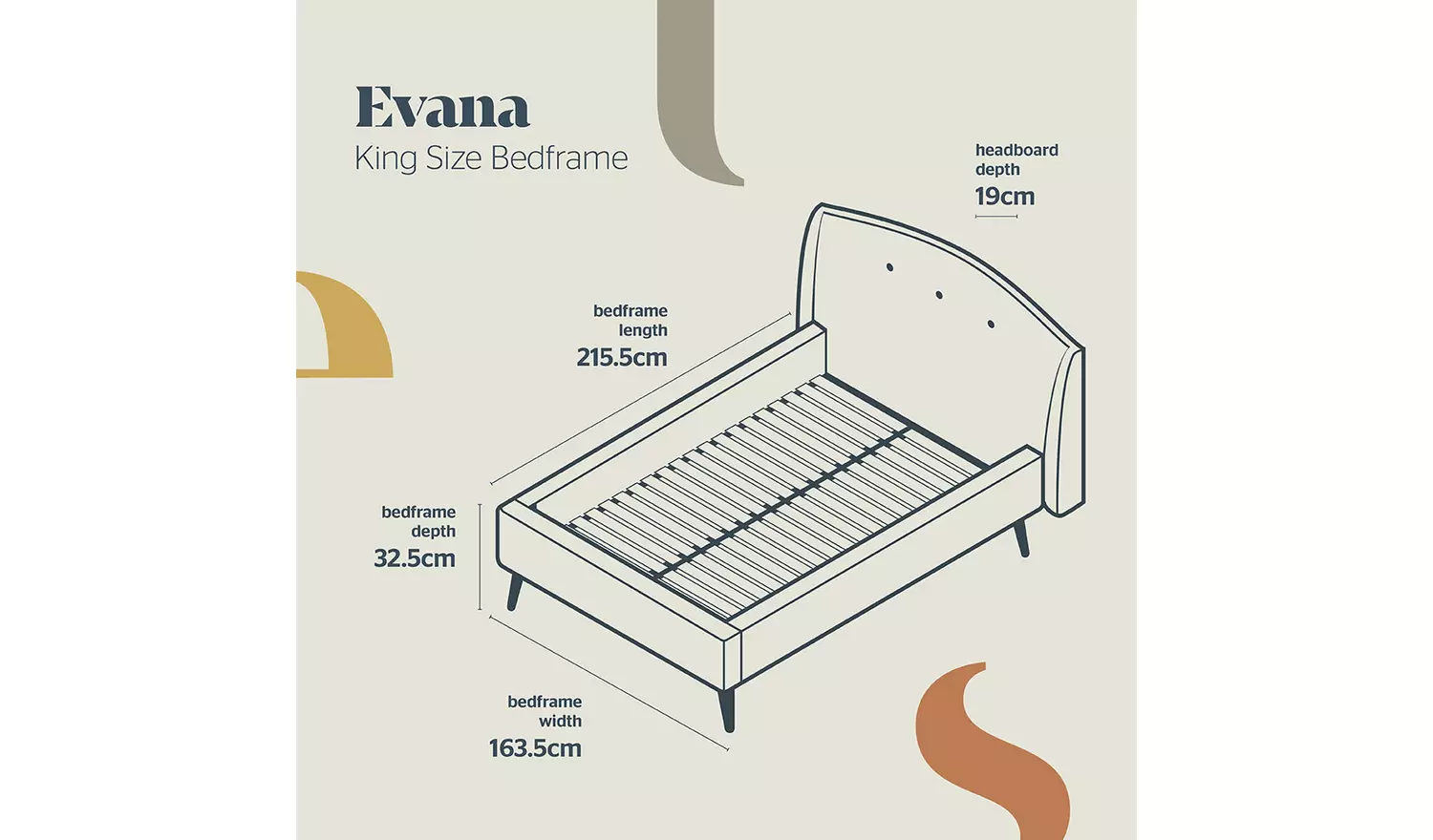 Silentnight Evana Kingsize Fabric Bed Frame - Beige