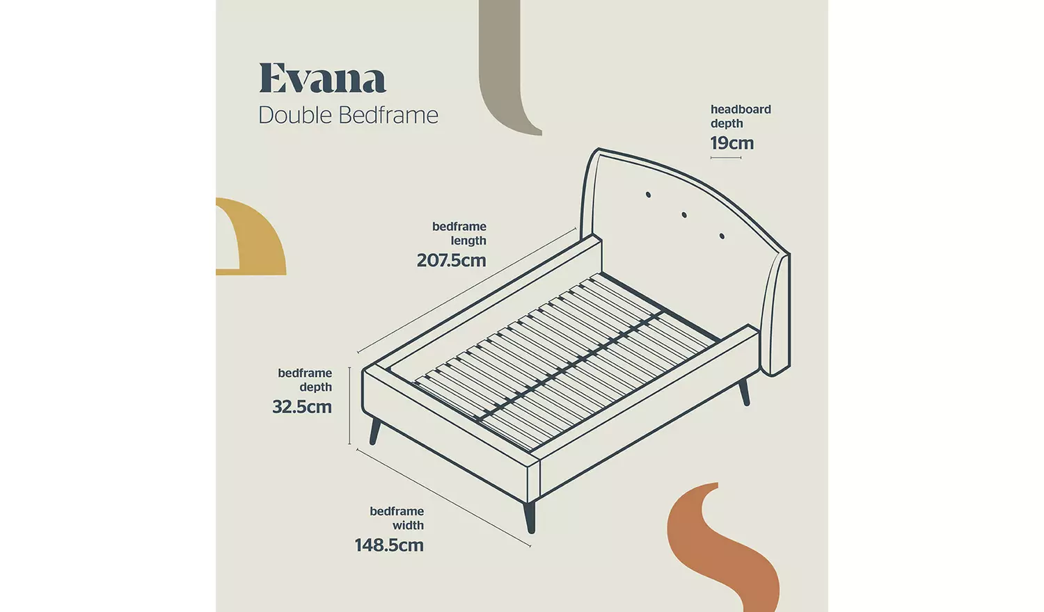 Silentnight Evana Double Fabric Bed Frame - Grey