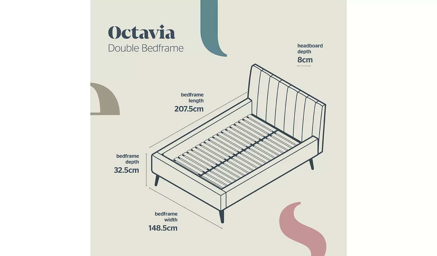 Silentnight Octavia Double Fabric Bed Frame - Granite Grey