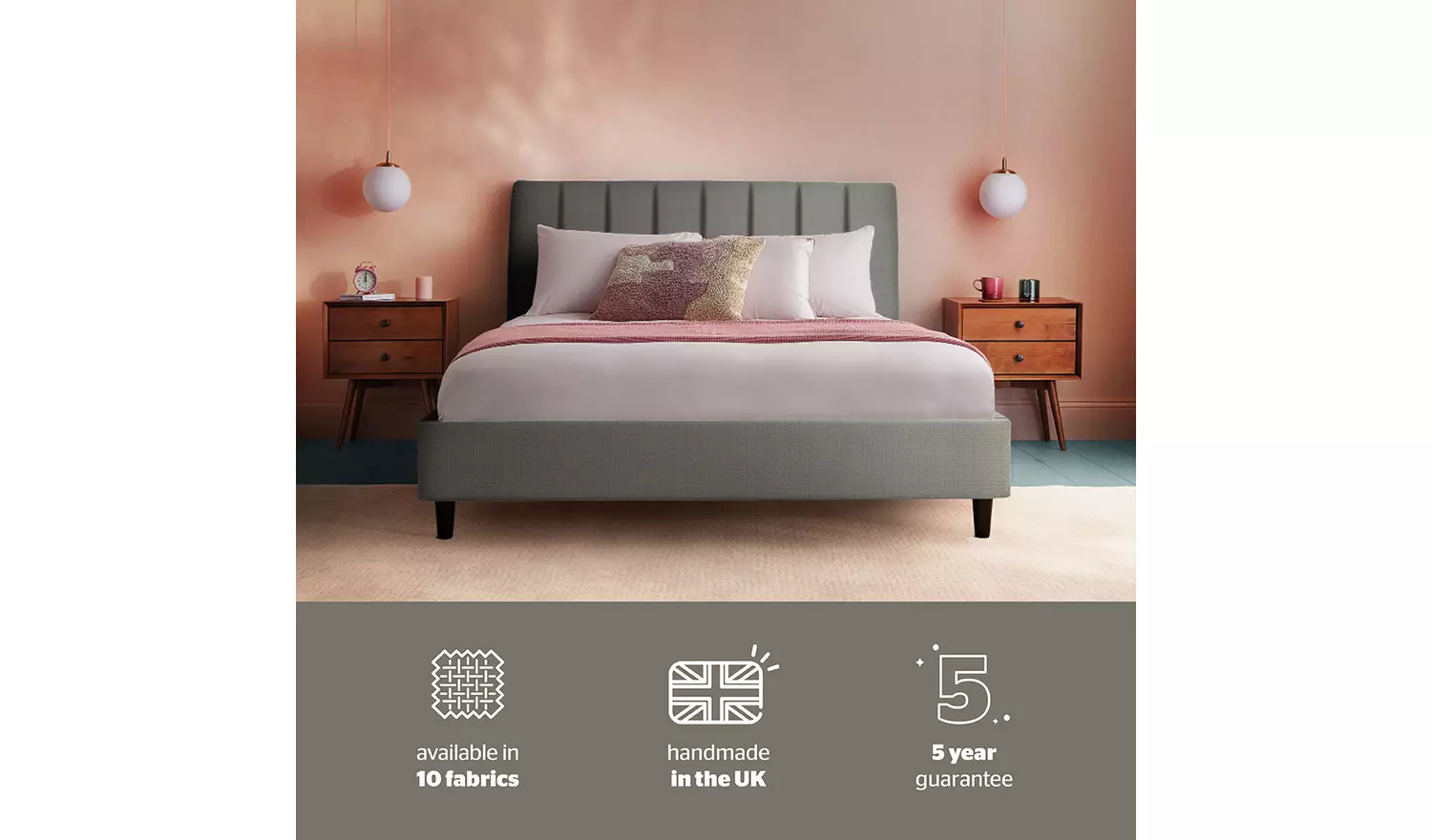 Silentnight Octavia Double Fabric Bed Frame - Granite Grey