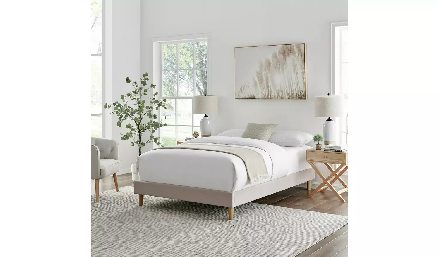 Argos Home Arthur Platform Kingsize Bed Frame - Natural