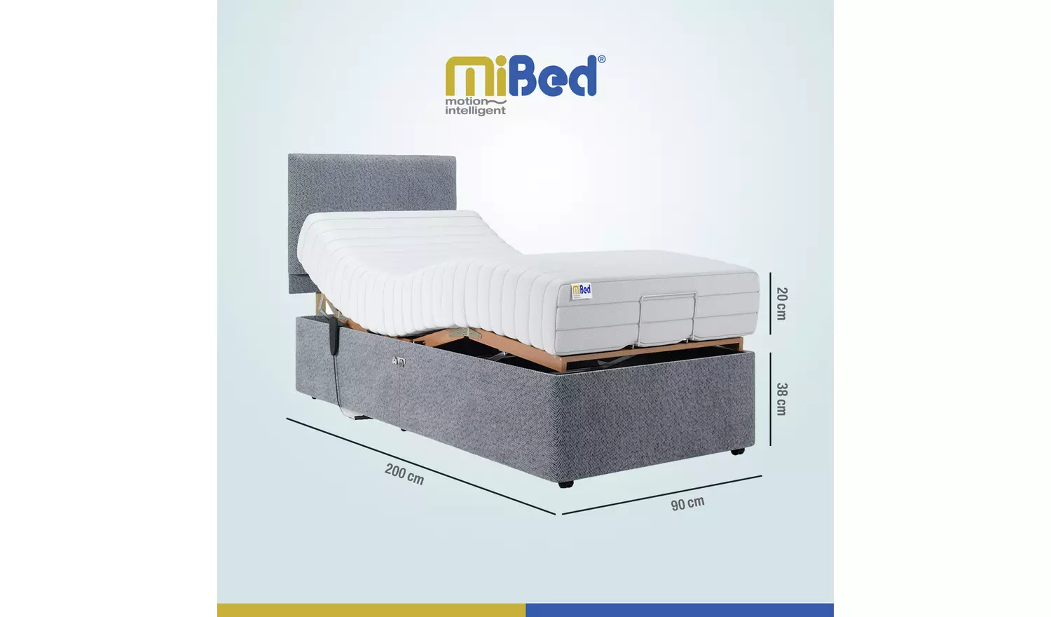 Mibed Memory Single Adjustable Bed - Grey