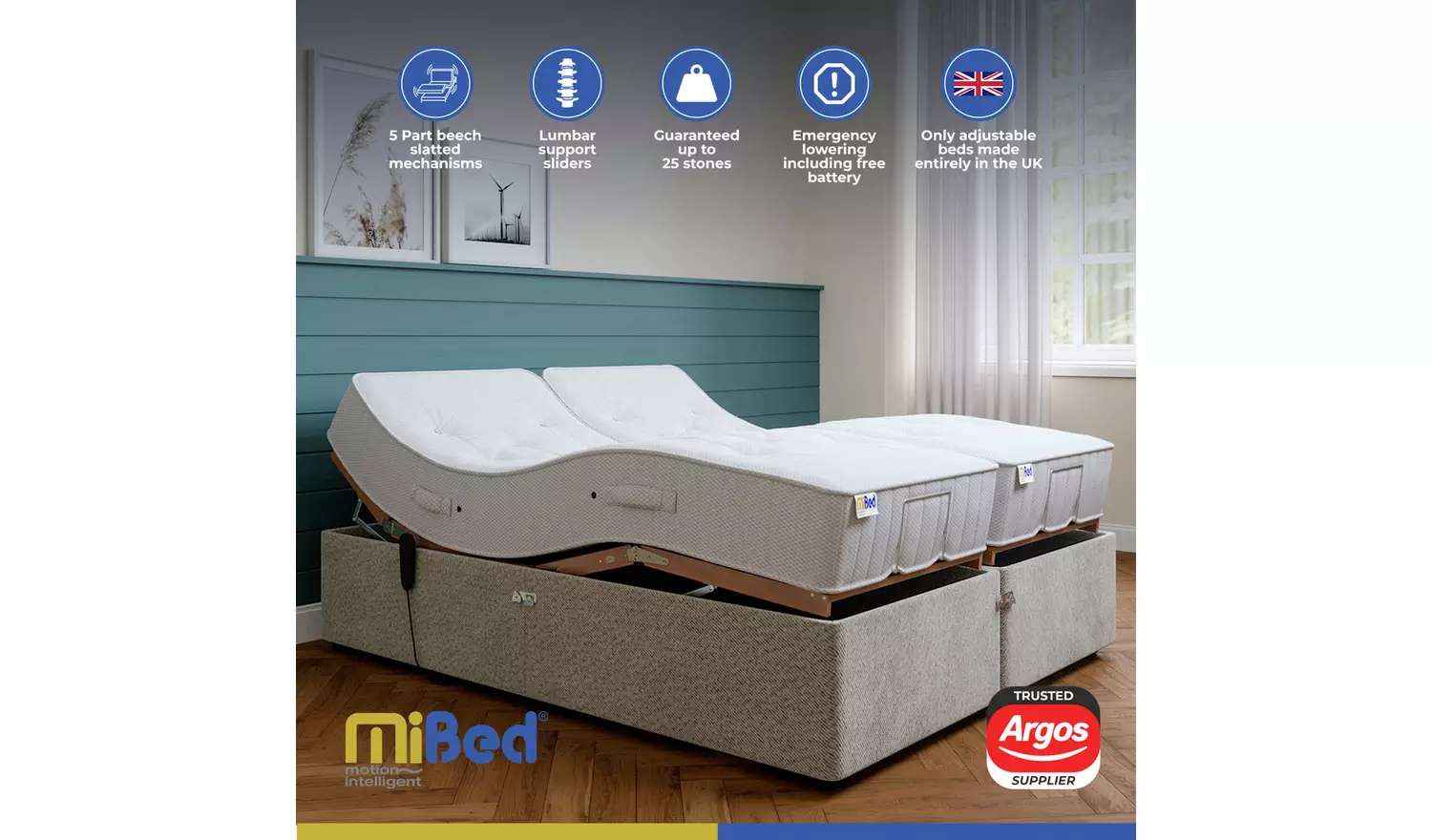 Mibed Essentials Pocket Kingsize Adjustable Bed - Dark Grey