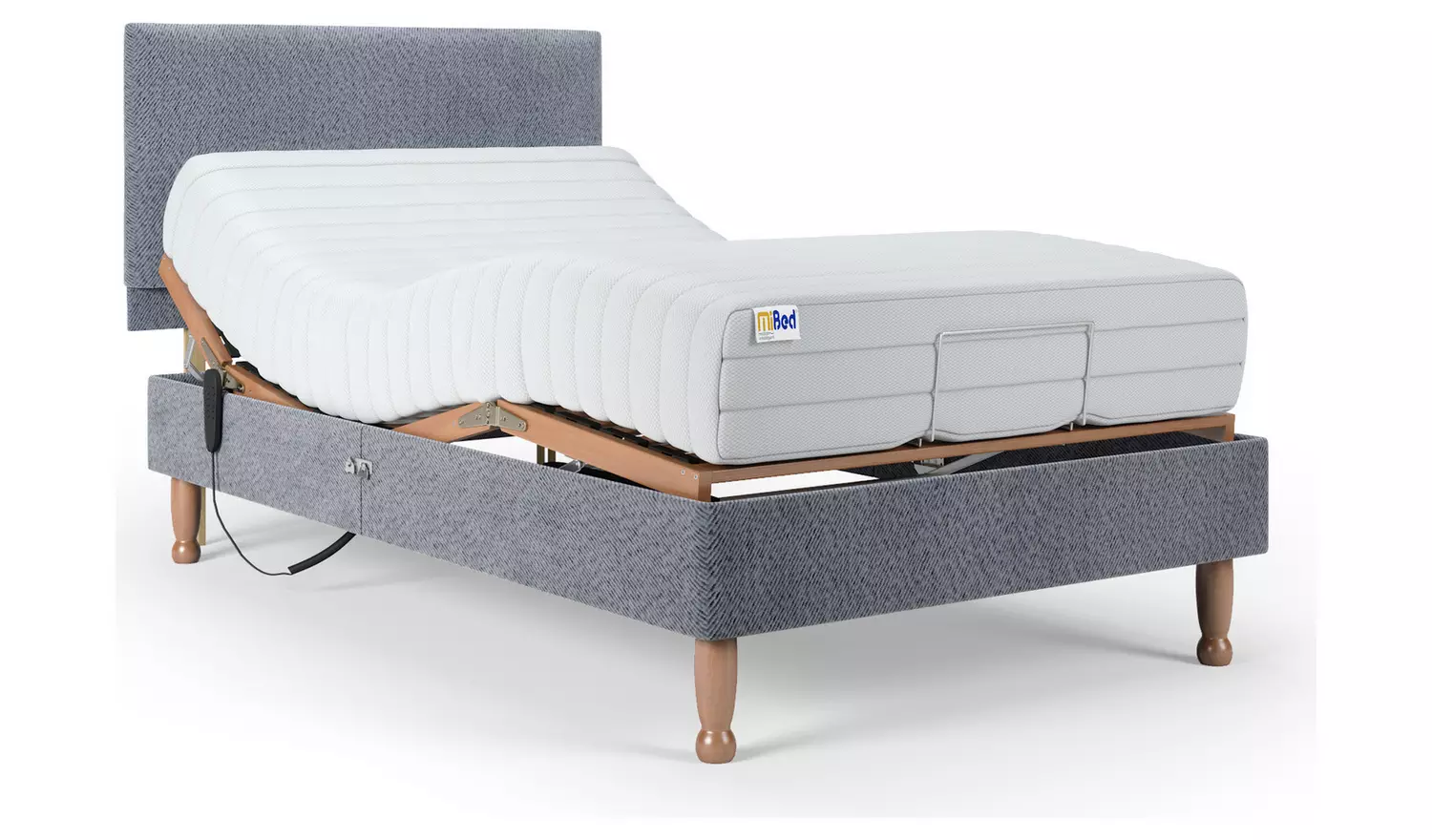 Mibed Memory Small Double Adjustable Bed On Legs - Grey
