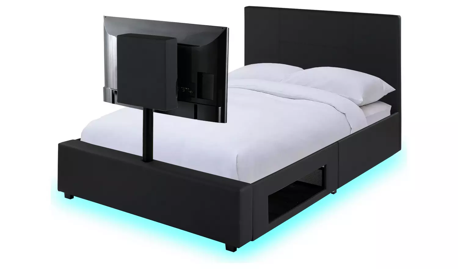 XR Living Ava Double Faux Leather TV LED Bed Frame - Black