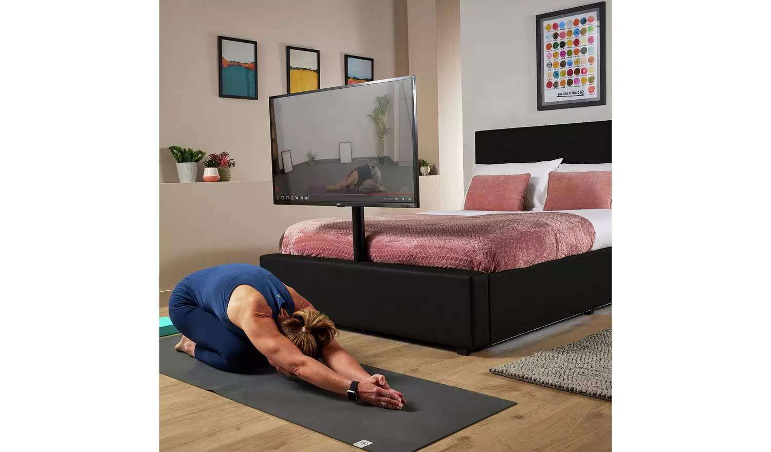 XR Living Ava Double Faux Leather TV LED Bed Frame - Black