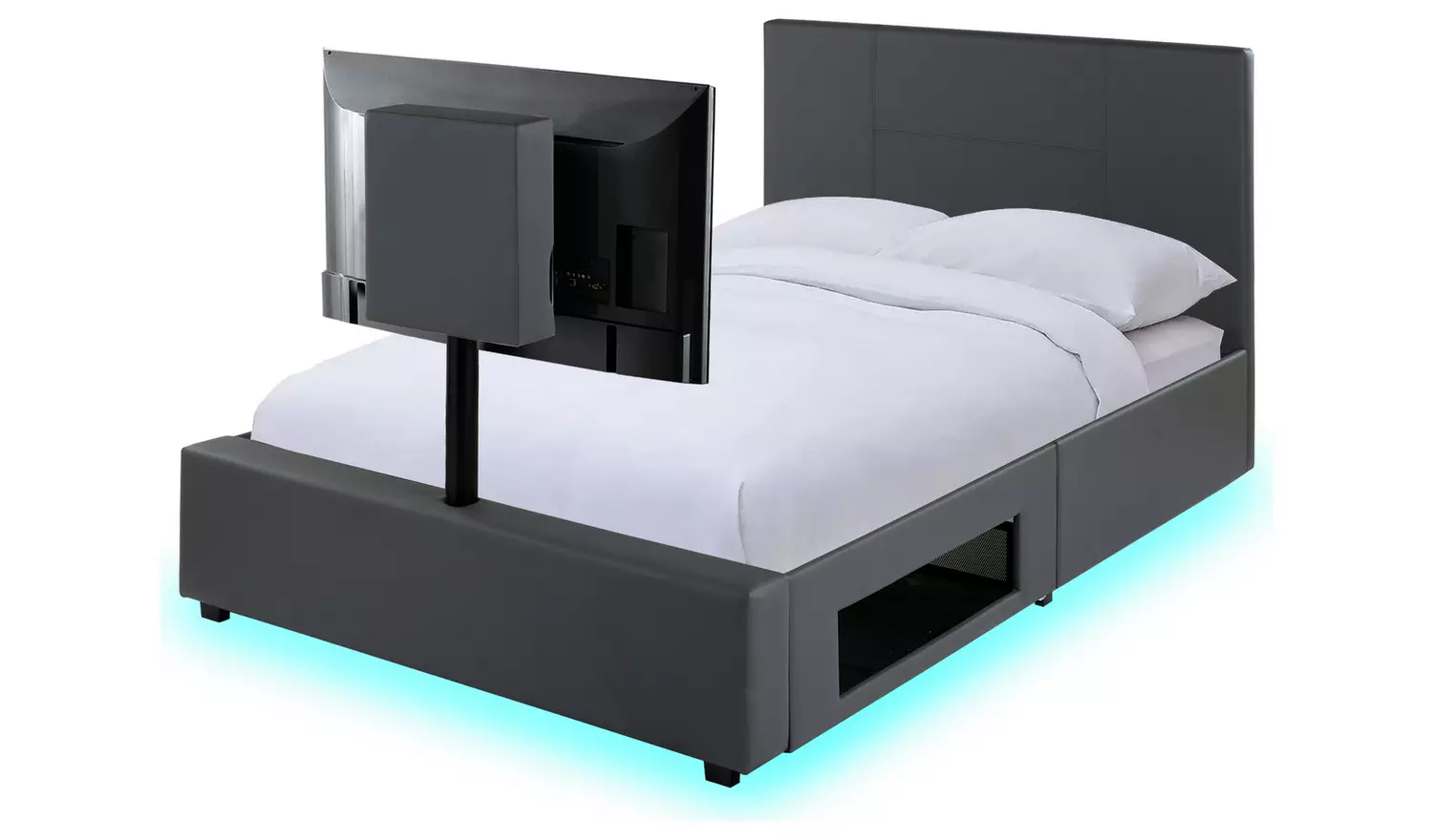 XR Living Ava Double Faux Leather TV LED Bed Frame - Grey