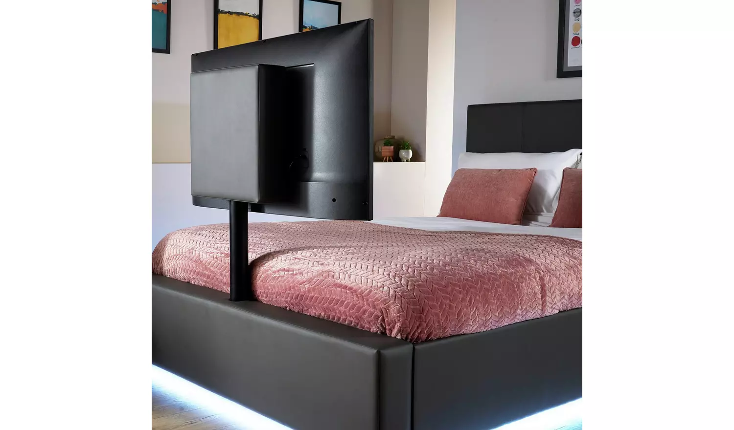 XR Living Ava Double Faux Leather TV LED Bed Frame - Grey