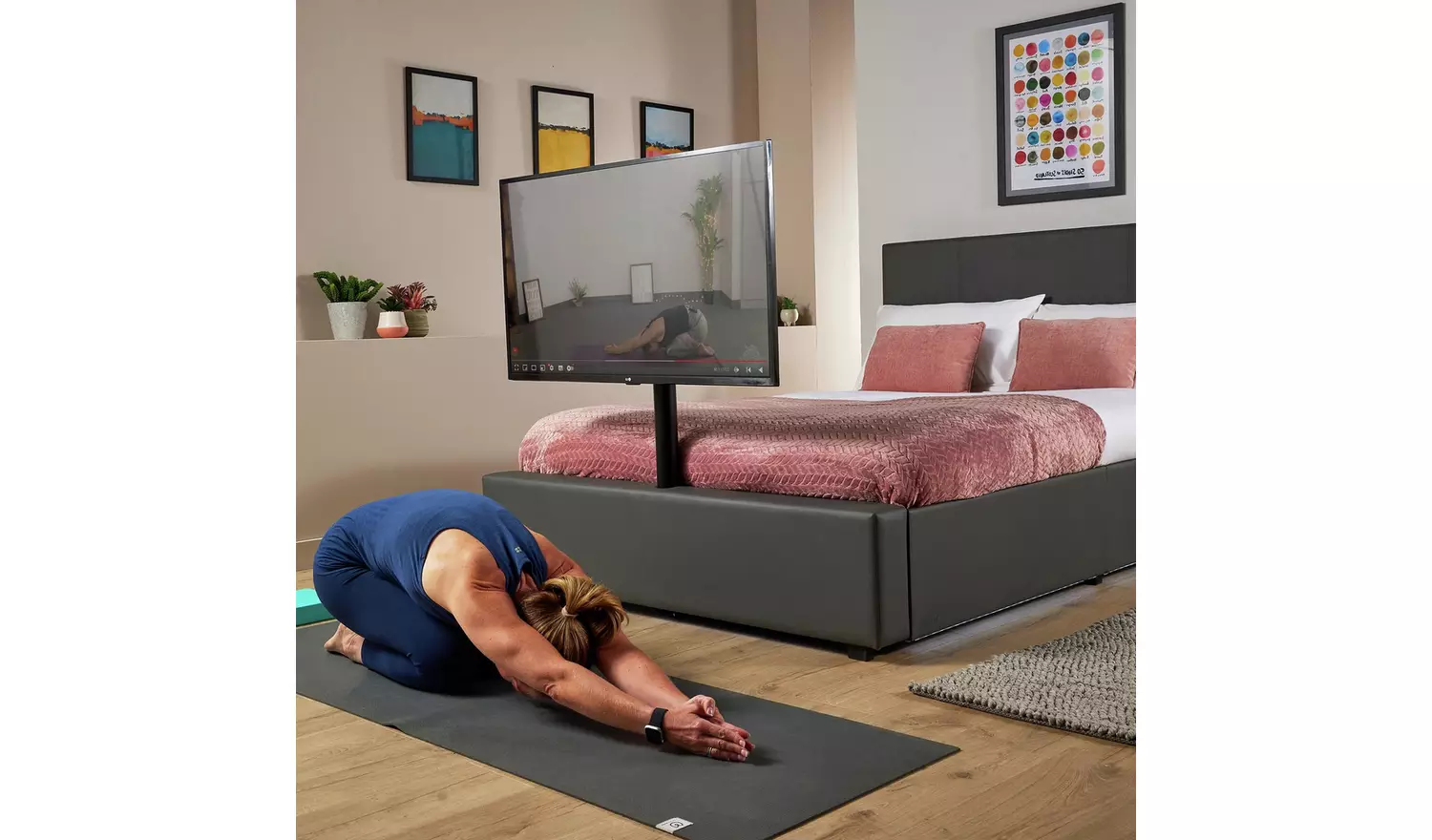 XR Living Ava Double Faux Leather TV LED Bed Frame - Grey