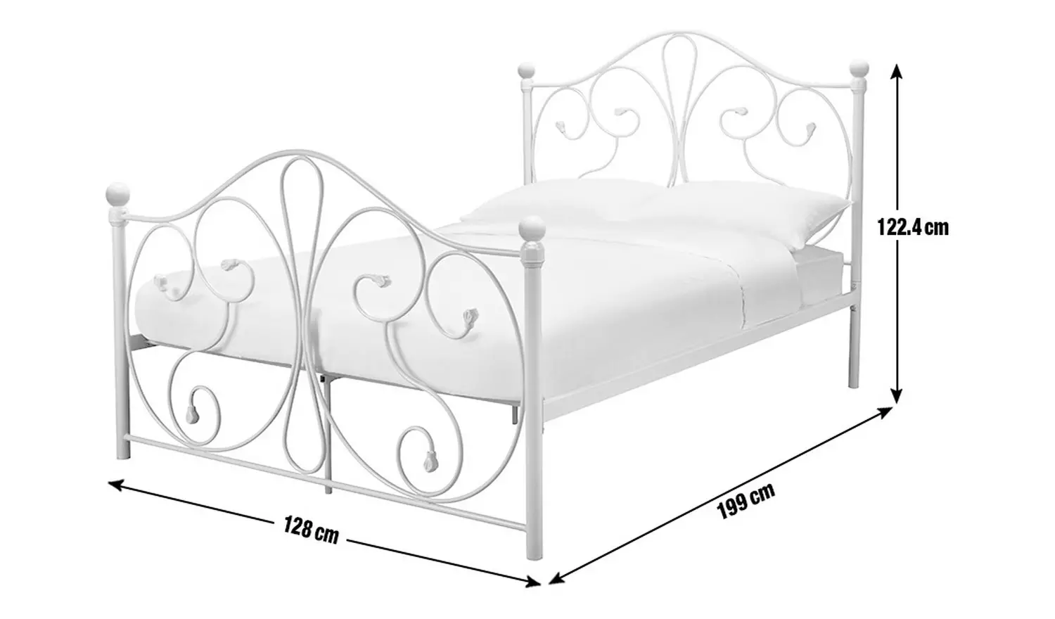 Argos Home Marietta Small Double Metal Bed Frame - White