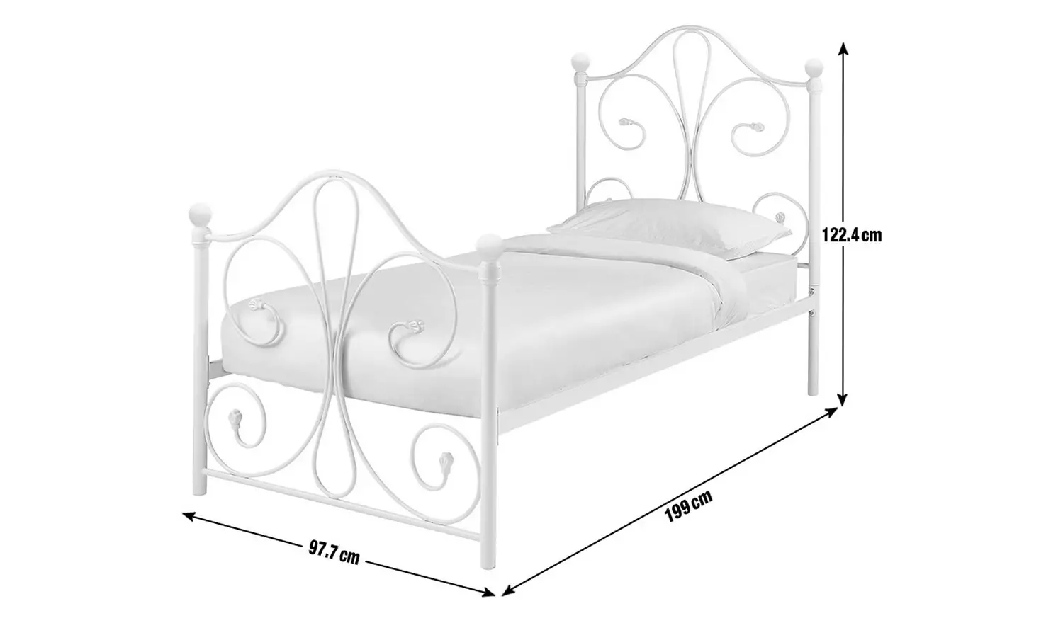 Argos Home Marietta Single Metal Bed Frame - White
