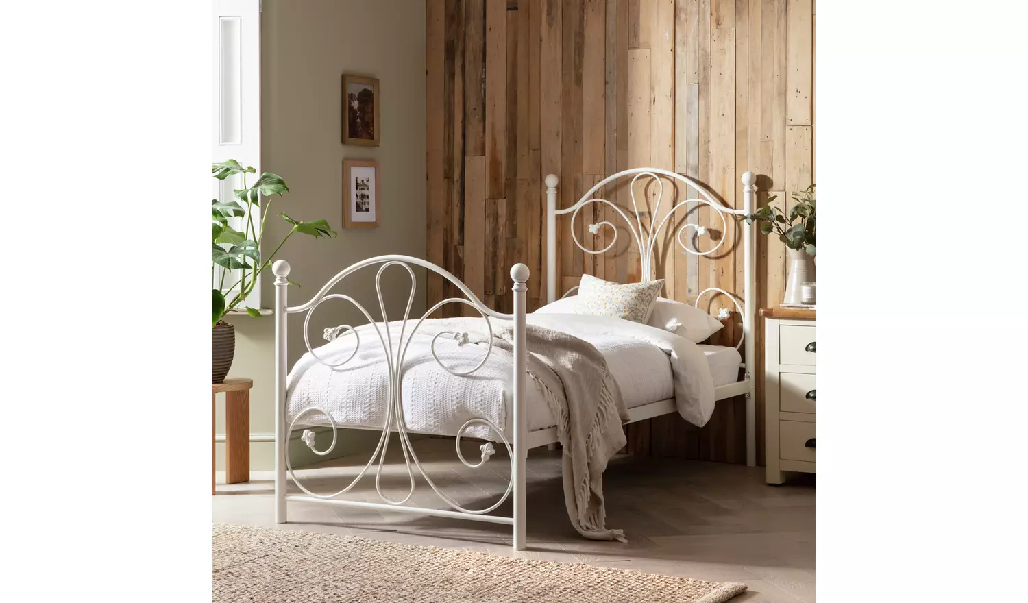 Argos Home Marietta Single Metal Bed Frame - White