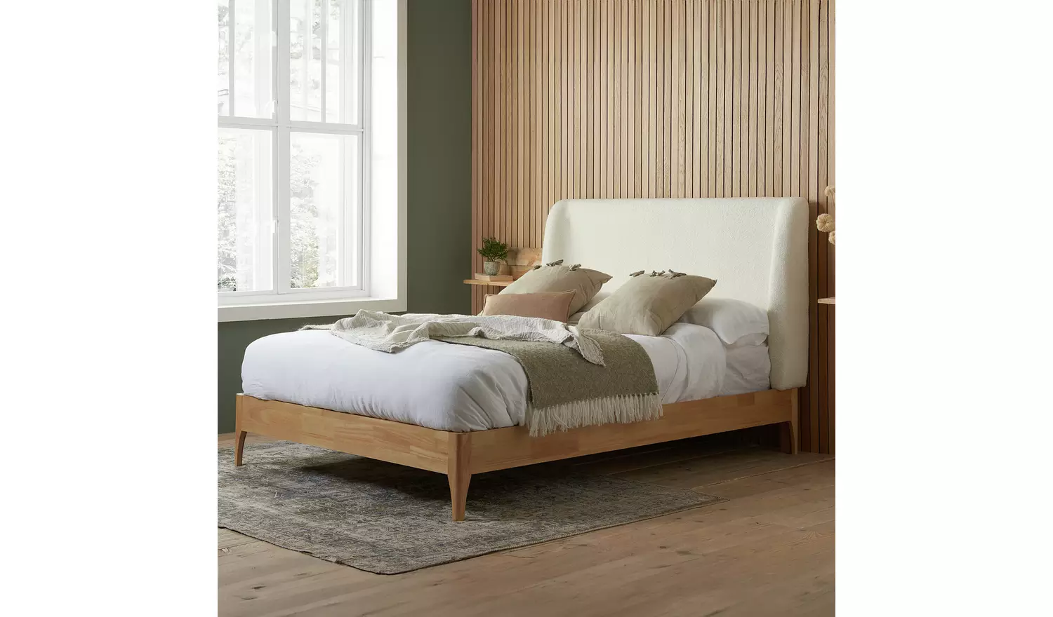 Birlea Halfden Kingsize Boucle Bed Frame - Oak