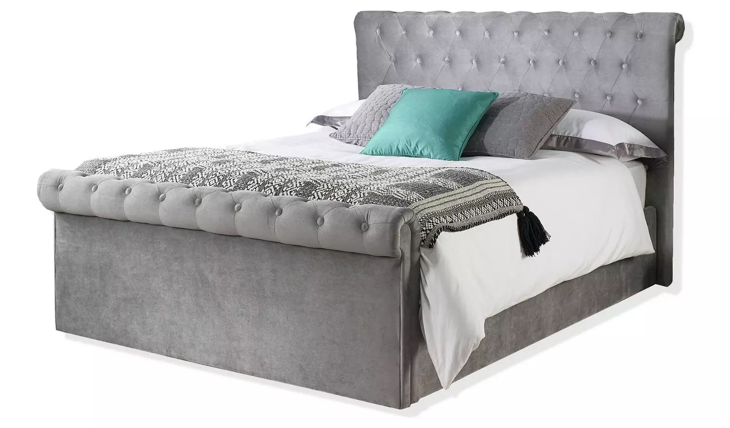 Aspire Chesterfield Small Double Ottoman Bed Frame - Grey
