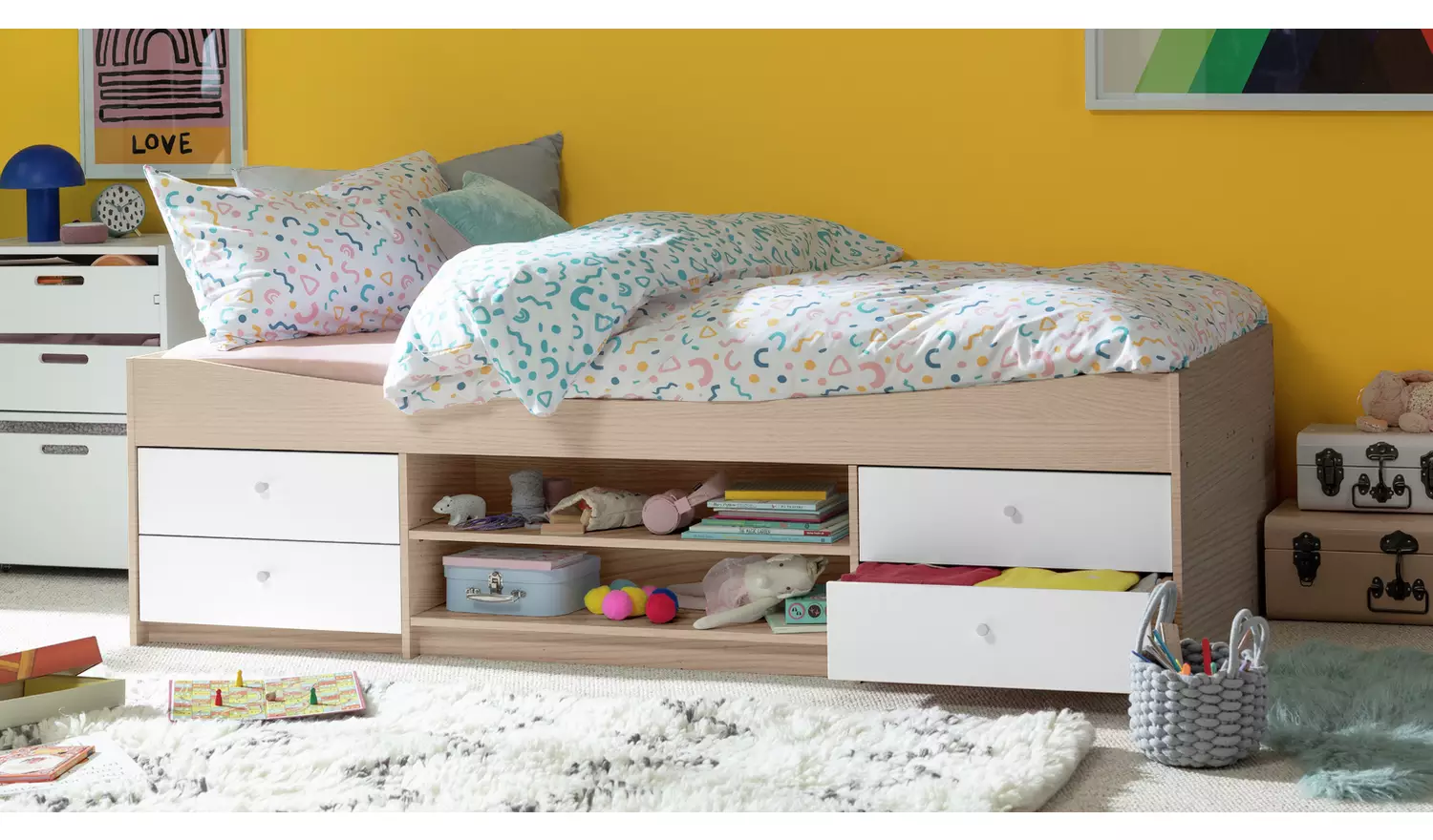 Argos Home Malibu Storage Cabin Bed - White and Acacia