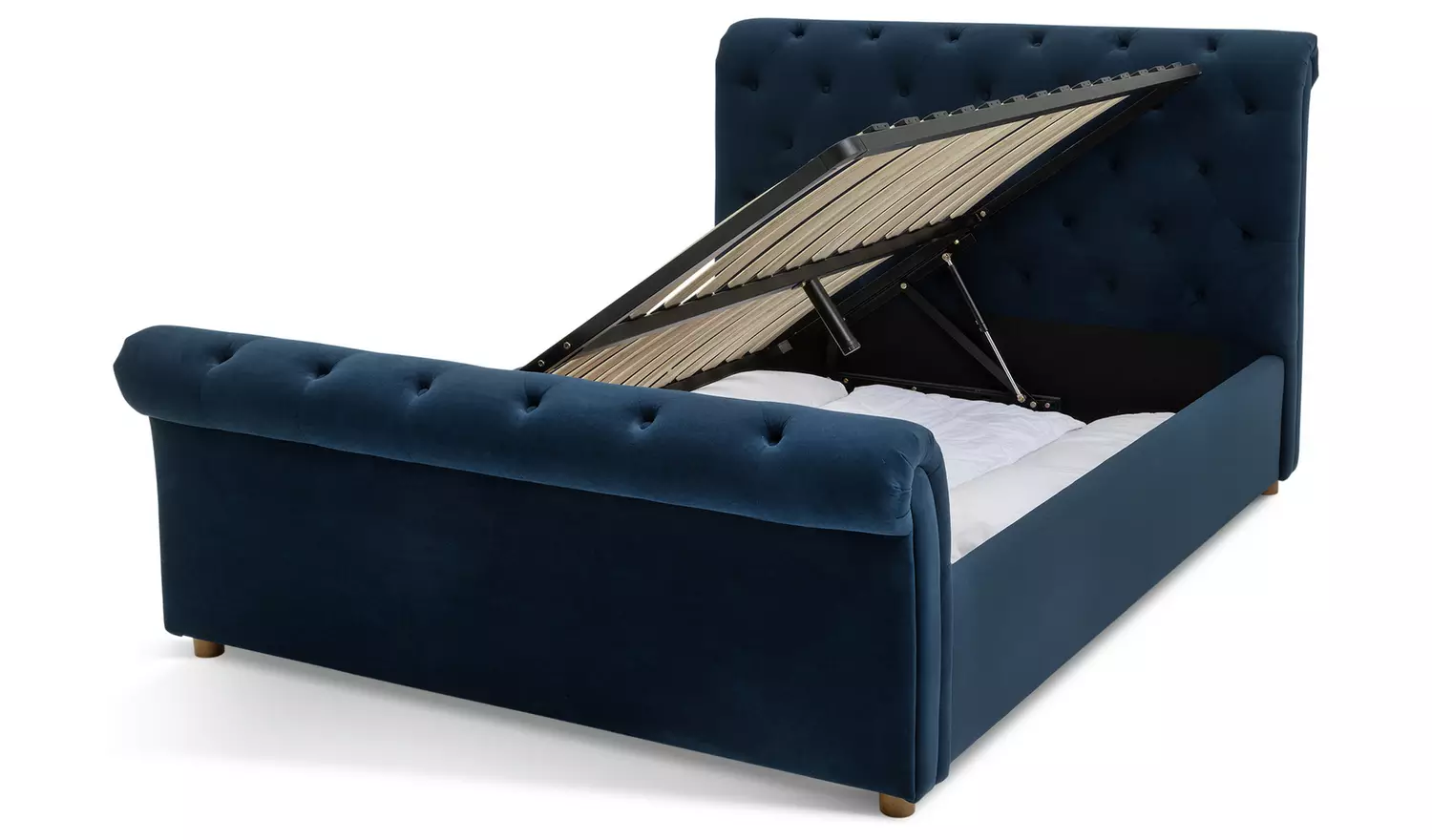 Argos Home Harrogate Double Velvet Ottoman Bed Frame - Navy