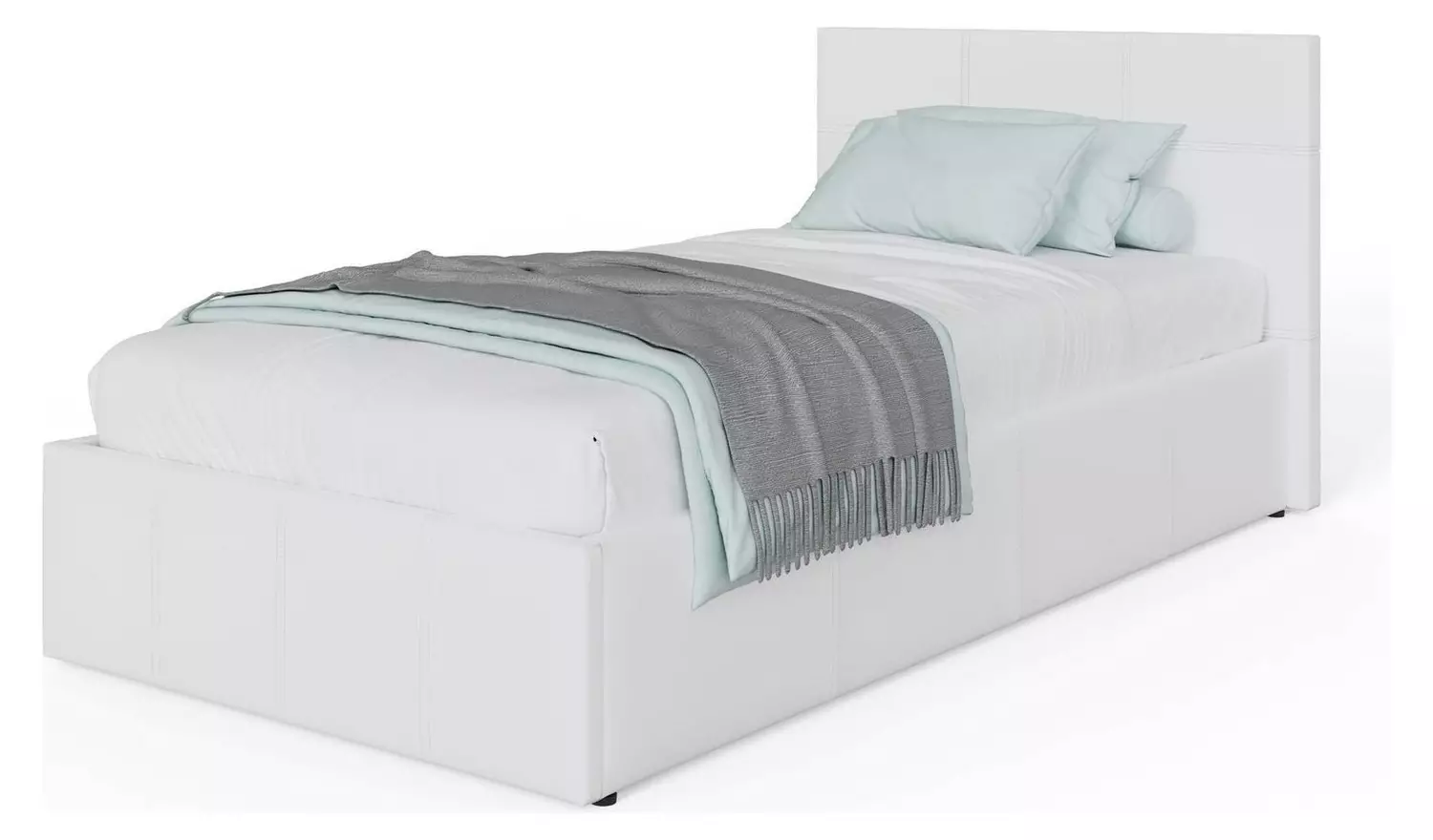 GFW End Lift Single Faux Leather Ottoman Bed - White