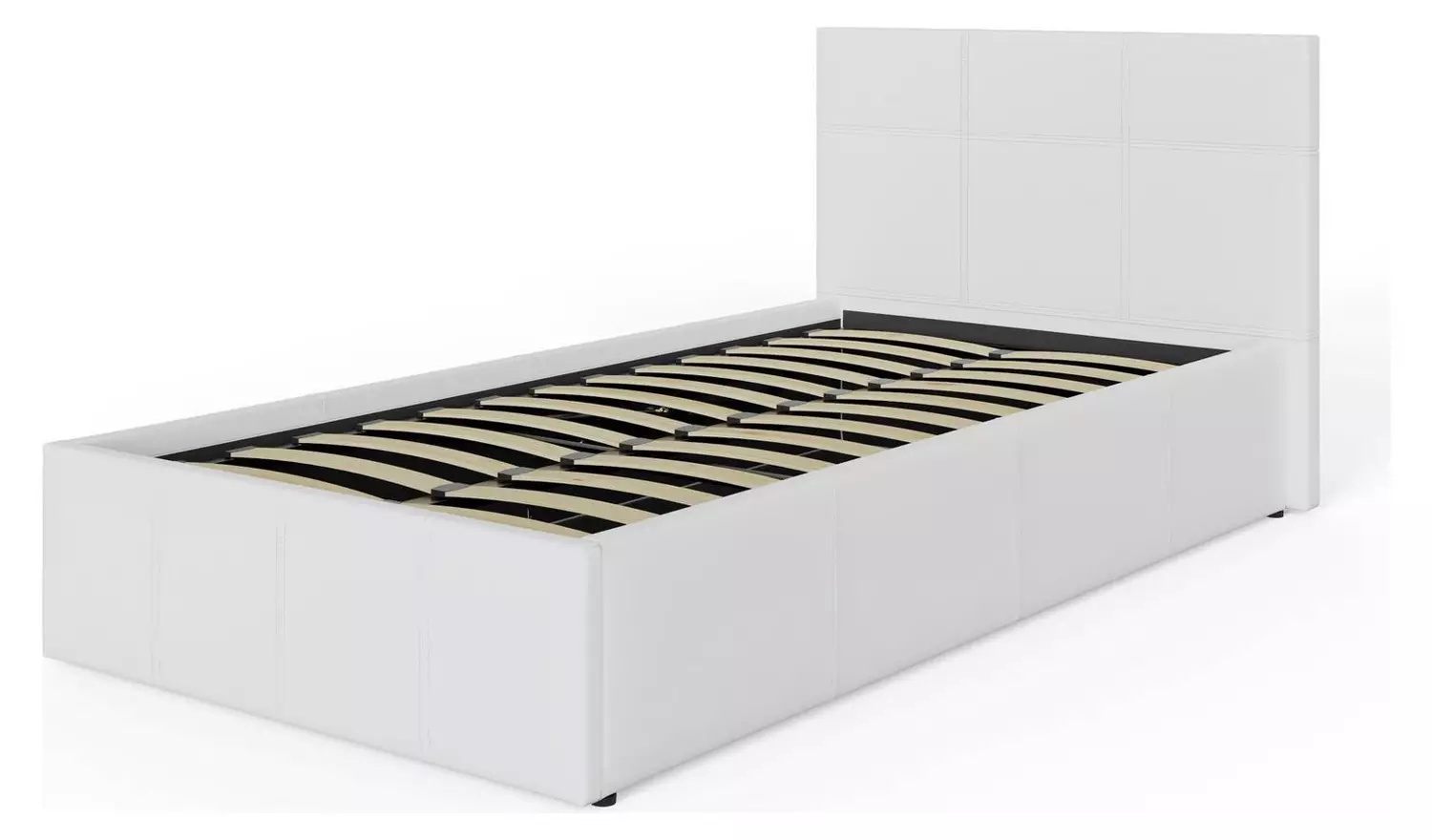 GFW End Lift Single Faux Leather Ottoman Bed - White