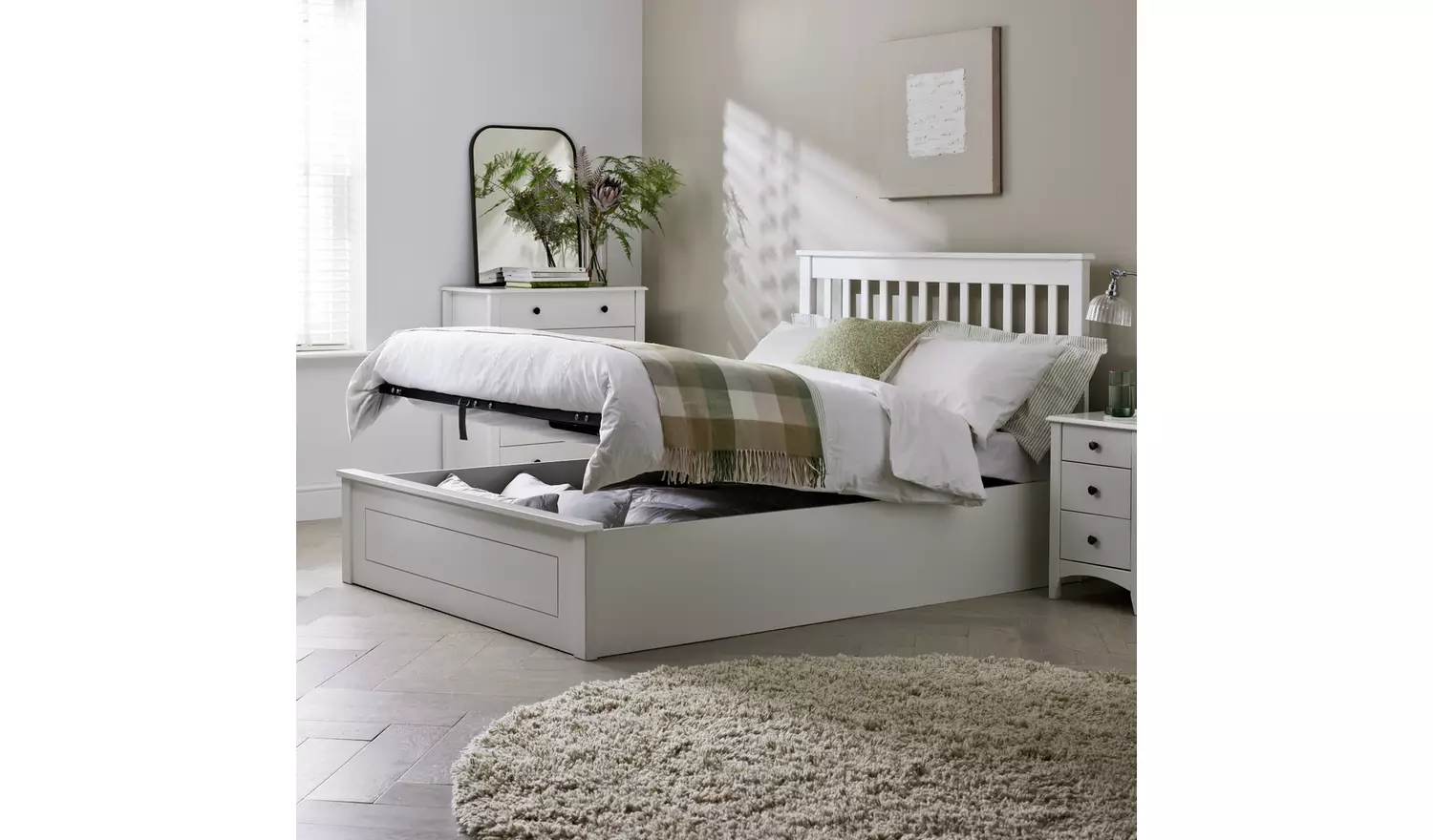 Argos Home Aspley Kingsize Wooden Ottoman Bed Frame - White
