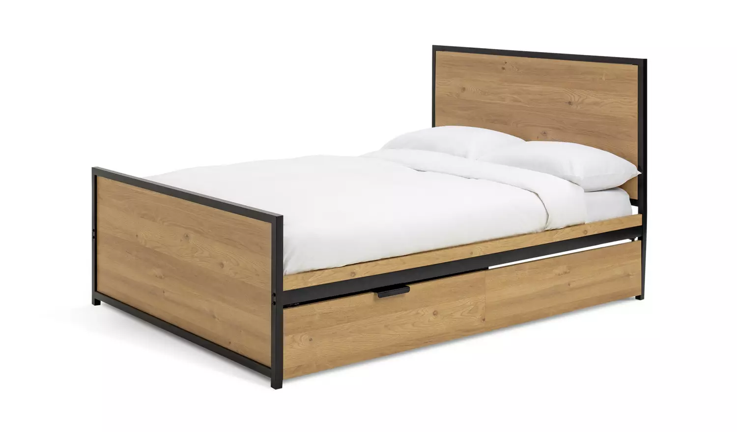 Argos Home Loft Living Double Wooden Storage Bed Frame - Oak