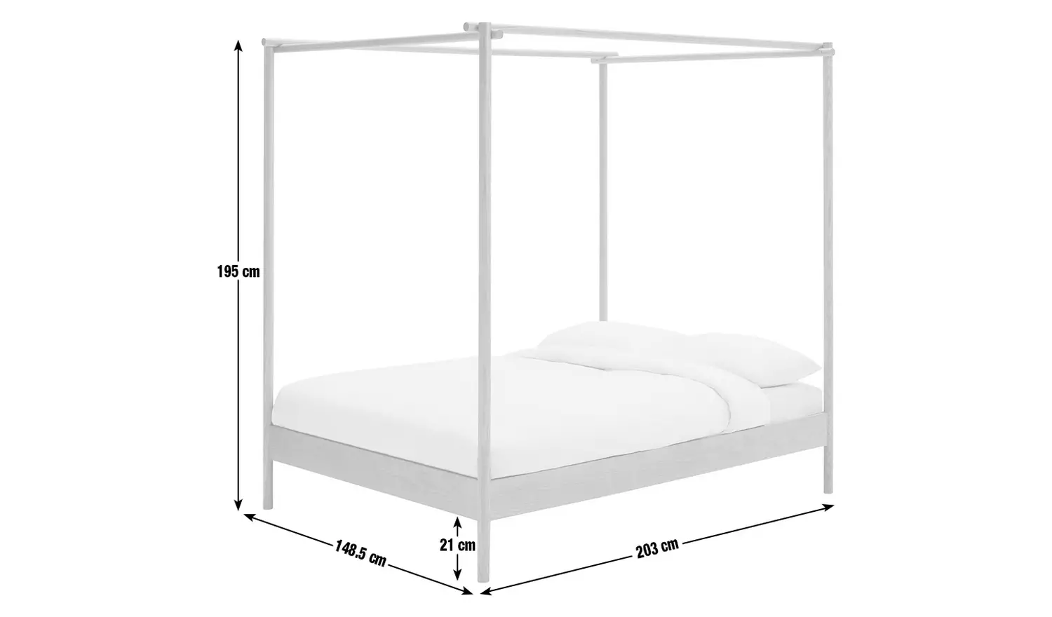 Habitat Akari 4 Poster Double Wooden Bed Frame - Natural