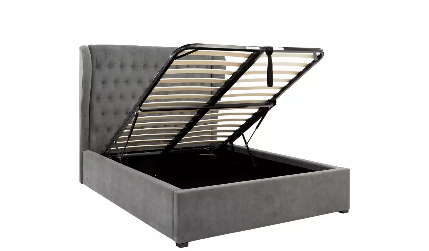 GFW Dakota Double Fabric End Lift Ottoman Bed - Pewter